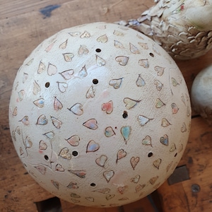 Light ball mini hearts, ceramic ball, unique, decoration..., handmade, ball, gift Diameter 18 cm