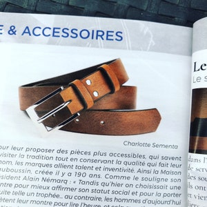 LEATHER BELT LUXURY Man / Woman l: 30 mm-Buckle with right angles Vegetable tanned leather Black AMANDA Valentine's Day Gift image 4