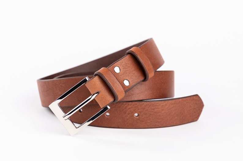 LEATHER BELT LUXURY Man / Woman l: 30 mm-Buckle with right angles Vegetable tanned leather Black AMANDA Valentine's Day Gift image 2