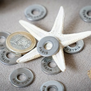 Reisetoken, Stadtringe, Reisezauber, Token, besuchte Stadt Charms, Reisegeschenk, benutzerdefinierte Waschmaschine, Reise, Reiseliebhaber Geschenk