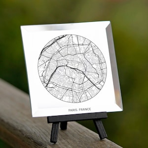 Kaart van Parijs | Gegraveerde plattegrond | Aangepaste spiegelkaart Frankrijk | Kaartdecor NY | Gepersonaliseerde Moederdagcadeau