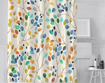 Allover Floral Shower Curtain Modern Shower Curtains Waterproof Fabric Bathroom Shower Curtain Set with 12 Hooks Home Decor