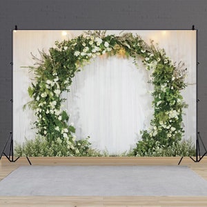 Wedding Eucalyptus Wreath Background Photography For Wedding Party Backdrop Bridal Shower White Floral Backdrop Custom Backdrop