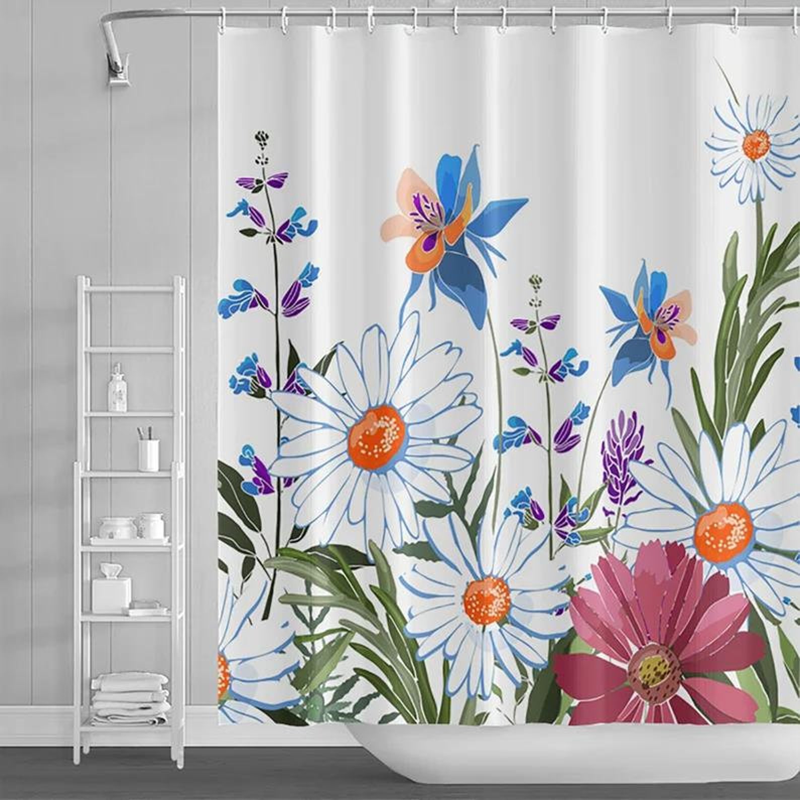 Wildflower Botanical Shower Curtain for Bathroom Decor Floral - Etsy