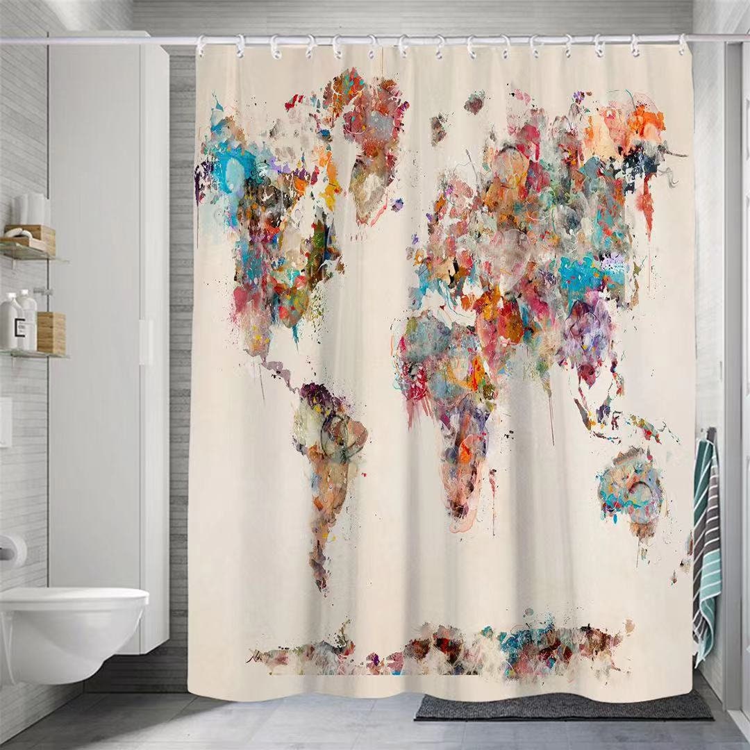 Map shower sale curtain