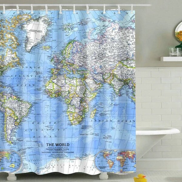 Map Shower Curtain Etsy