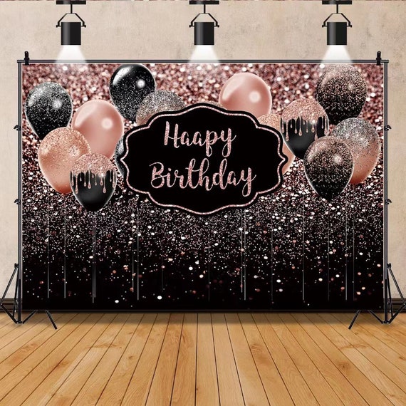 Toile de fond d'anniversaire décoration noir or ballon paillettes toile de  fond pour anniversaire bébé Showe Parrty célébration toile de fond  personnalisée -  France