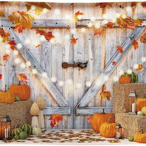 Fall Thanksgiving Photography Backdrop Autumn Pumpkin Harvest Barn Background Maple Baby Shower Banner Decoration Birthday Party Supplies