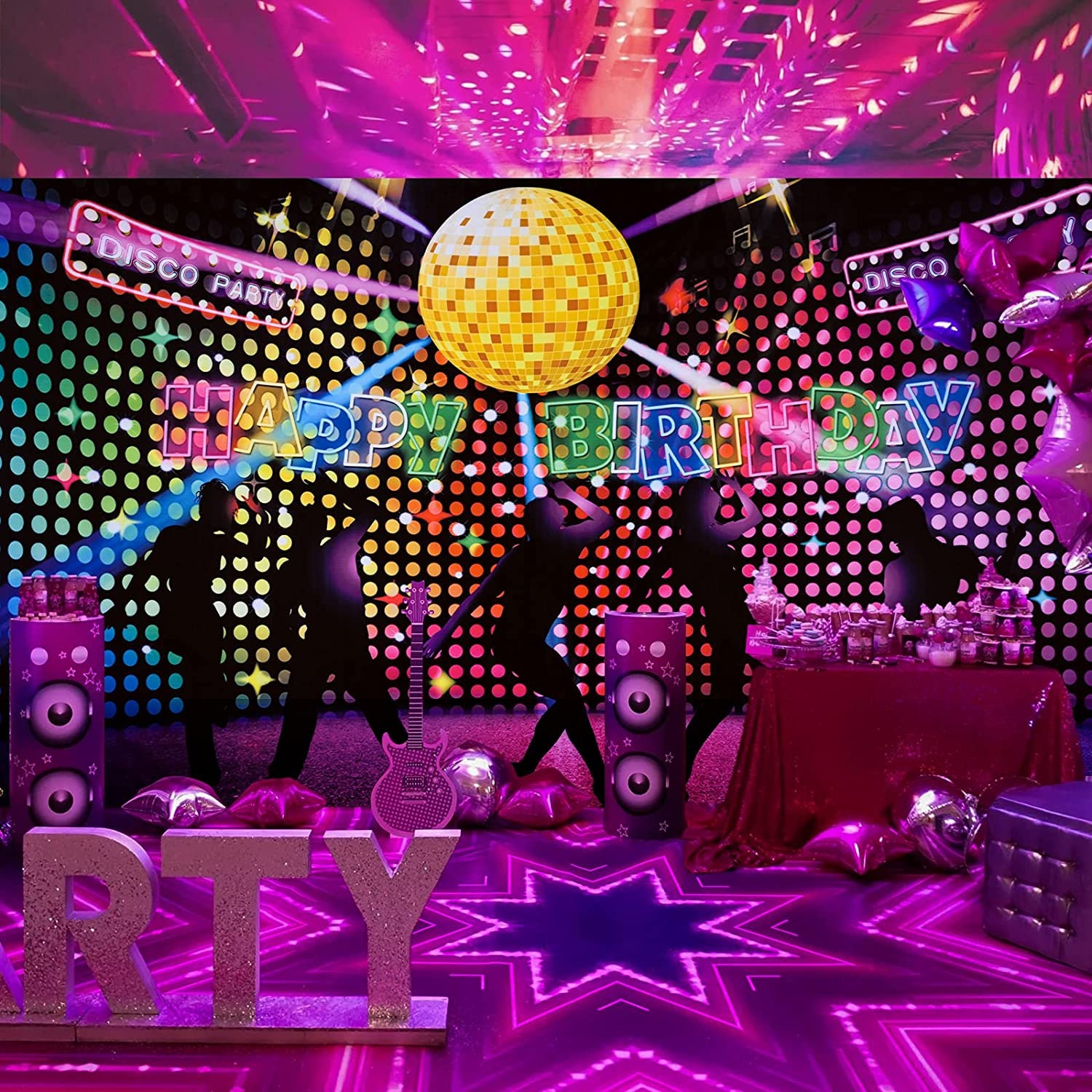 Disco Party Decorations Backdrop Dance Birthday Banner Backdrop