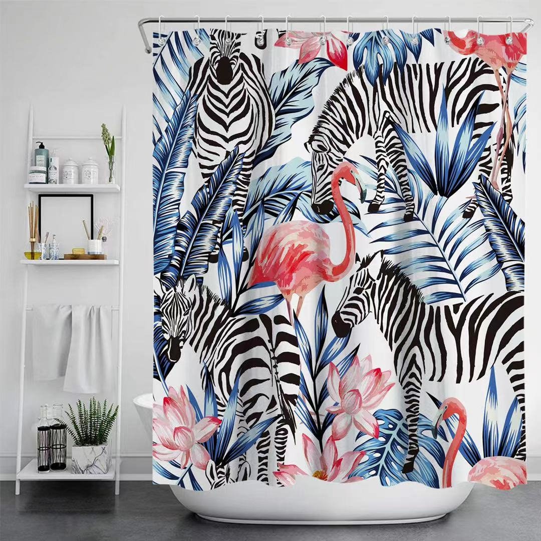 Flamingo Shower Curtain Tropical Shower Printed - Etsy Denmark