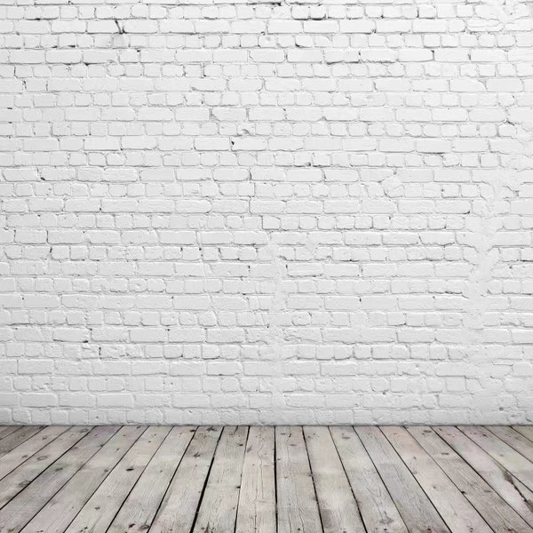 Wooden Floor Photography Backdrop White Brick Wall Photo Backdrops Party Background Decoration Personalized Photography Backdrop