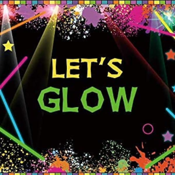 Let's Glow Theme Party Backdrop Colorful Splatter Laser Ray Shining Star Background Stage Lighting Neon Crazy Birthday Party Backdrops