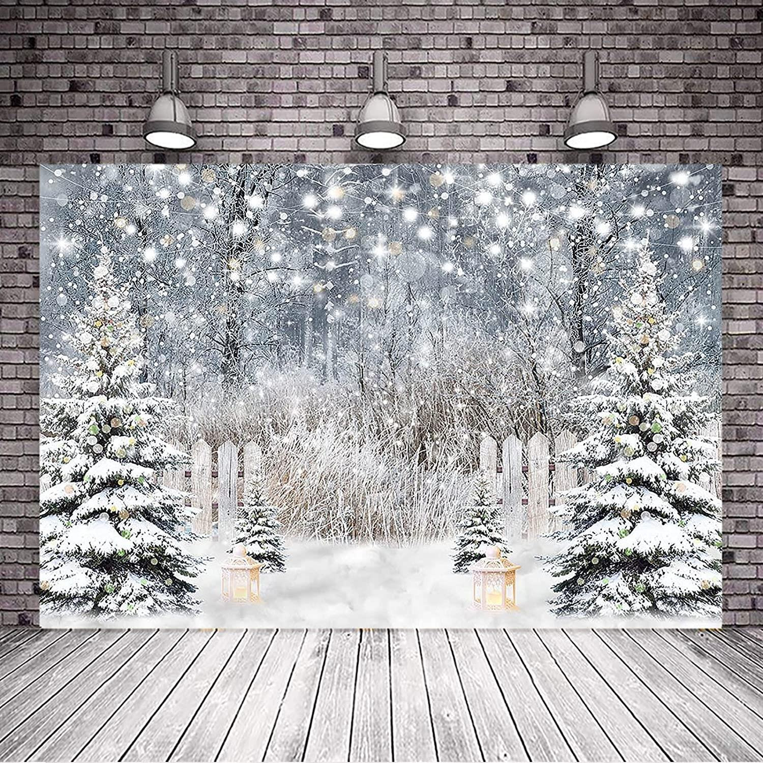 Winter Snow Photography Backdrop Glitter Snowy Forest Pine - Etsy