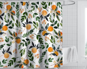 Oranges Shower Curtain Set With 12 Hooks Tropical Fruit Shower Curtain Waterproof Fabric Shower Curtain Hanging Curtain Bathroom Curtain