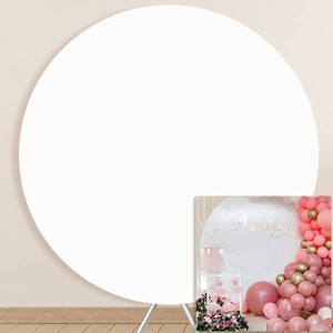 White Round Backdrop Cover For Baby Shower Birthday Party Photography Background Cake Table Decor for Adult Kids Custom Backdrop