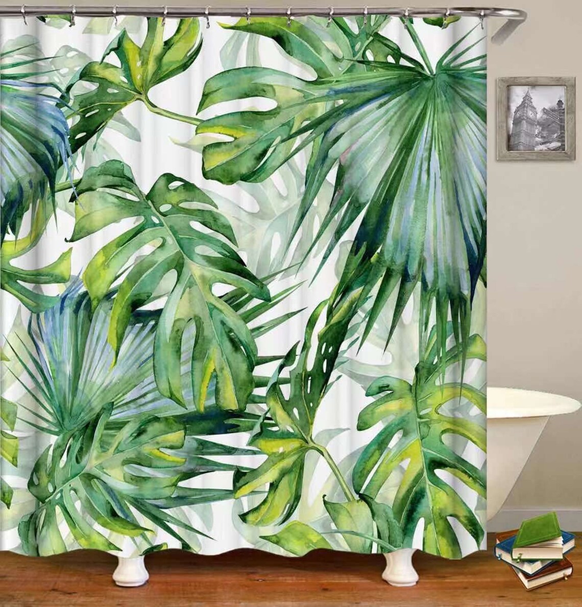 Tropical Shower Curtain Bath Leaves Tropical Shower Curtain Etsy
