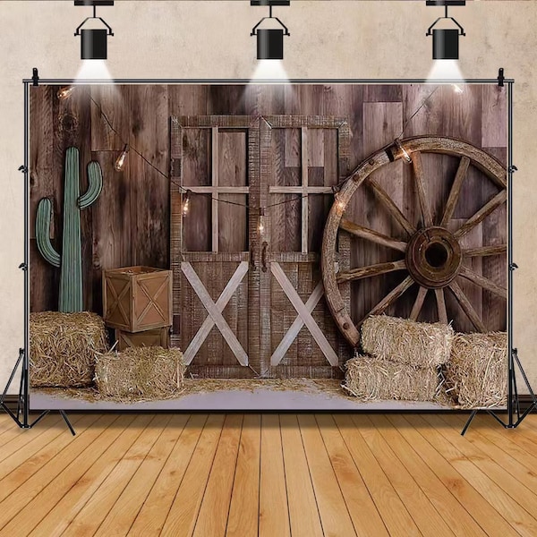 Western Farm Barn Wood Backdrop Photo Booth Rural Cowboy Photography Background Wooden Farmhouse Front Door Haystack Thanksgiving Festival