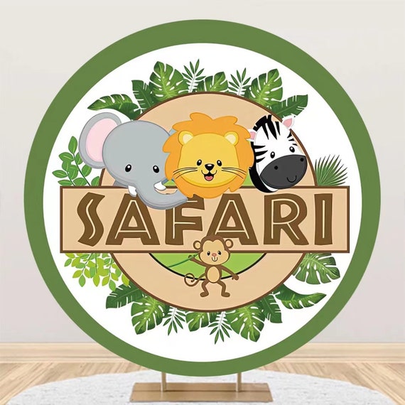Custom Round Backdrop Cartoon Jungle Safari Animal Party - Etsy Custom Round Backdrop Cartoon Jungle Safari Animal Party - Etsy