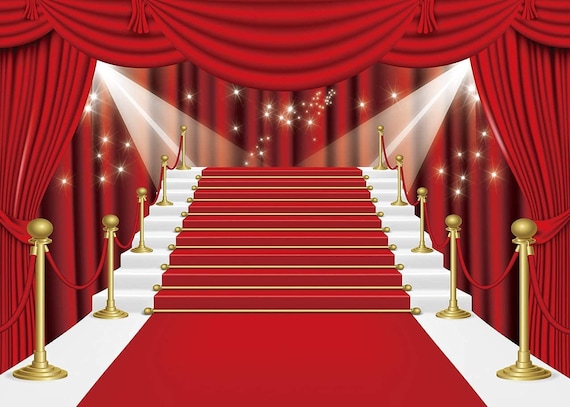 Rideau rouge Fond Tapis rouge Escaliers Accessoires Vinyle