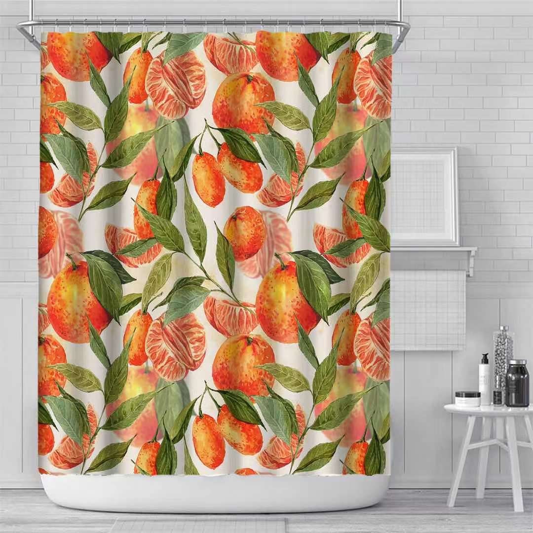 Bathroom Shower Curtain Orange Color Shower Curtain Waterproof Etsy
