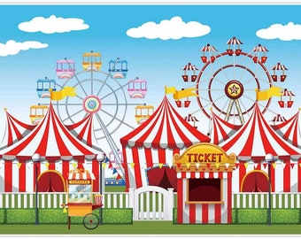 Zirkus Hintergrund Vergnügungspark Zelte Spielplatz Karneval Karussell Fotografie Hintergrund für Kinder Jungen Mädchen Geburtstagsparty Banner