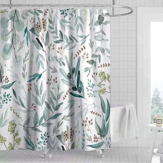 Flower Bathroom Shower Curtain Modern Fabric Shower Curtain Waterproof  Shower Curtains With 12 Hooks for Home Decorations 