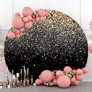 Black Round Backdrop Cover,Circle Round Backdrop Seamless Edge Elastic Round Backdrop,Round Stand Backdrop for Party Wedding Decoration