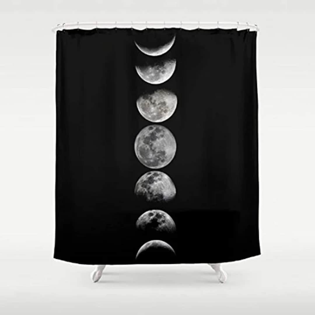 Phases of the Moon Shower Curtain Bathroom Black Shower Curtain Waterproof  Fabric Shower Curtain With 12 Hooks -  New Zealand