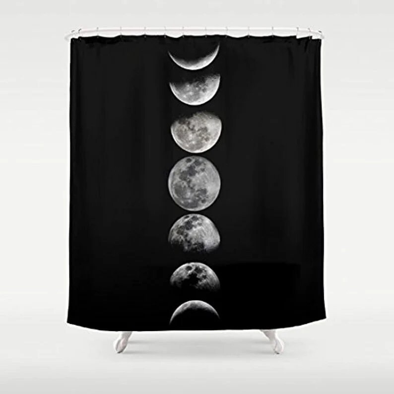 Phases of the Moon Shower Curtain Bathroom Black Shower Etsy