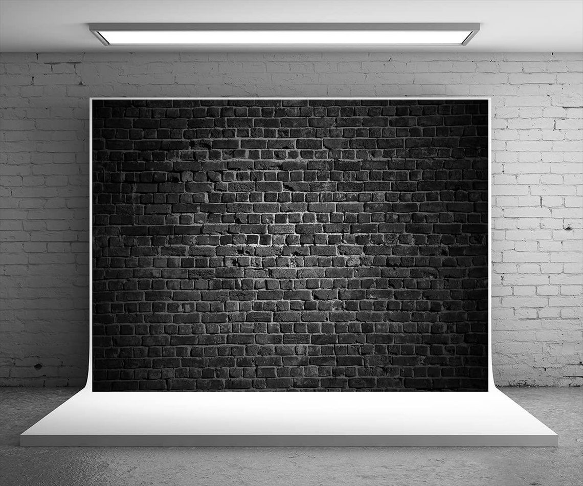 Custom Backdrop Black Brick Wall Photography Backdrop Brick Etsy