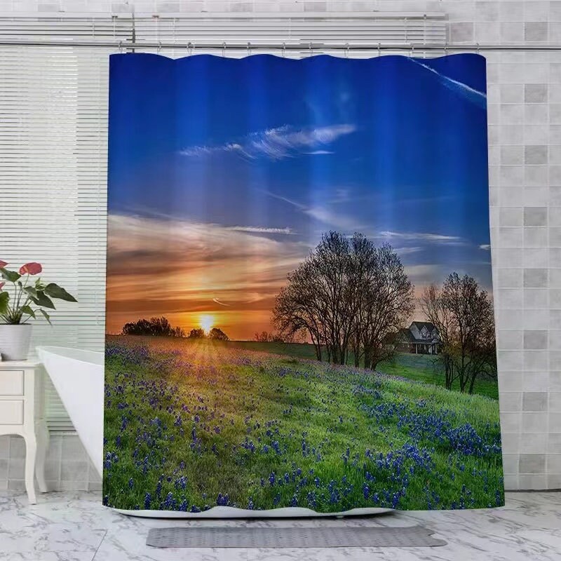 Colorful Rainbow Shower Curtain Set With 12 Hooks Waterproof Etsy