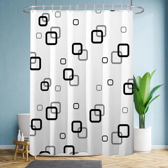 Modern Shower Curtain White Honeycomb Shape Waterproof Shower Curtains Set  With 12 Hooks Fabric Bathroom Shower Curtain Housewarming Gift 