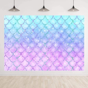 Mermaid Scales Backdrop Under The Sea Mermaid Background For Kids Birthday Party Baby Shower Photography Backdrop Custom Backdrop