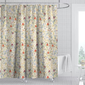 Beautiful Floral Shower Curtain Vintage Botanical Shower Curtain Set with Hooks Print Bathroom Accessories Pattern Shower Curtain