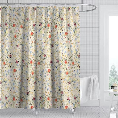 Vintage Flower Shower Curtain Bathroom Set Floral Shower Etsy