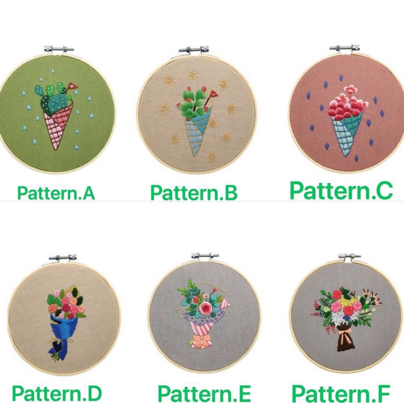 Modern Flower Plant Kit Beginner Embroidery Kit Hand Embroidery Full Kit-DIY Floral Needlepoint Wall Art Kit For Present