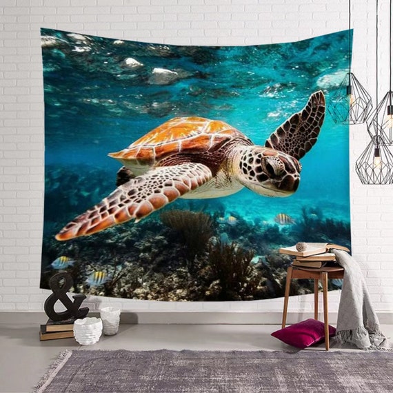 Sea Turtles Wall Tapestry,turtles Wall Hanging,sea World Wall Tapestry,sea  Turtle Print Wall Tapestry for Room,dorm Decor Bedding Wall Art -   Denmark