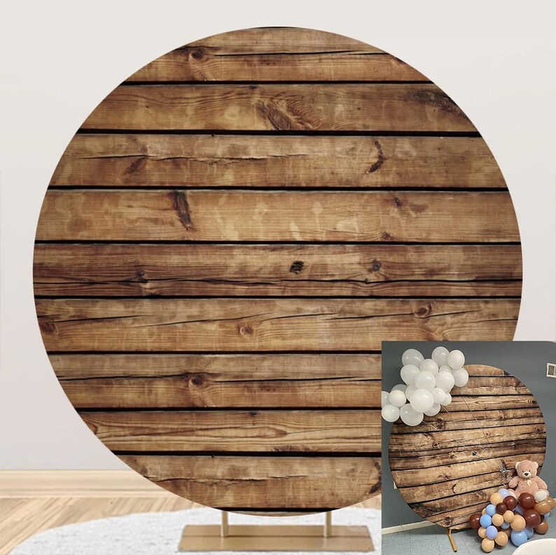 Rustic Wood Board Round Backdrop Coverround Backdropround Etsy UK