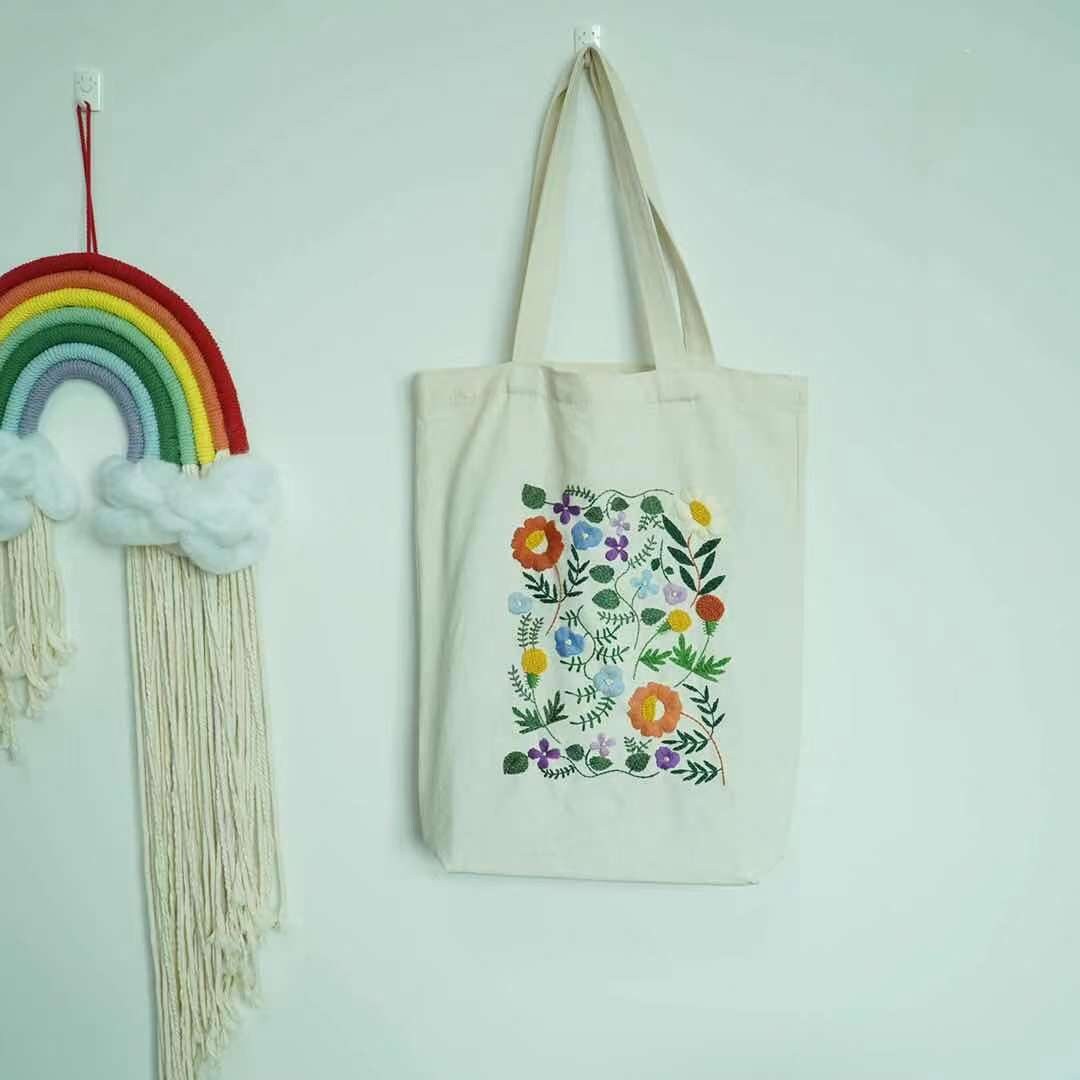 Embroidery kit canvas bag for beginnerdiy craft kitfloral  etsy