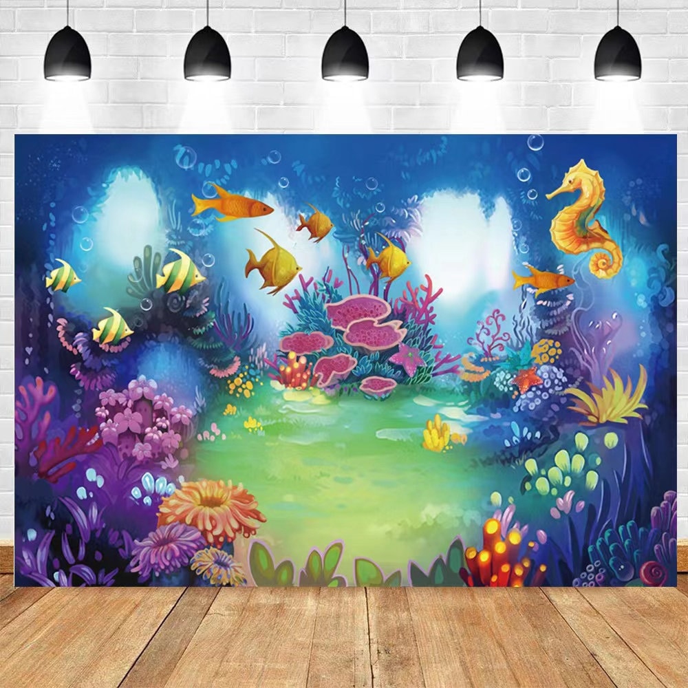 Underwater World Backdrop for Party Decorations MEETSIOY 5x7ft Stonefish  Turtle Plant Sunlight Sea Water Background Newborn Child Photo Studio Props