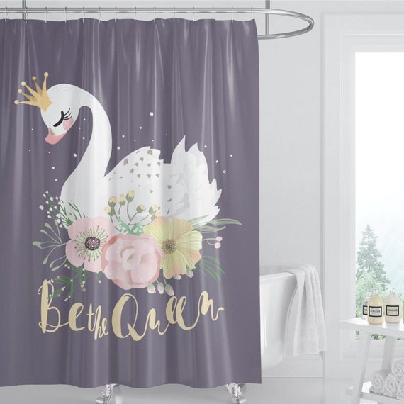 Swan Princess Shower Curtain Waterproof Fabric With 12 Hooks Ireland Swan Princess Shower Curtain Waterproof, Princess Shower Curtain Hooks