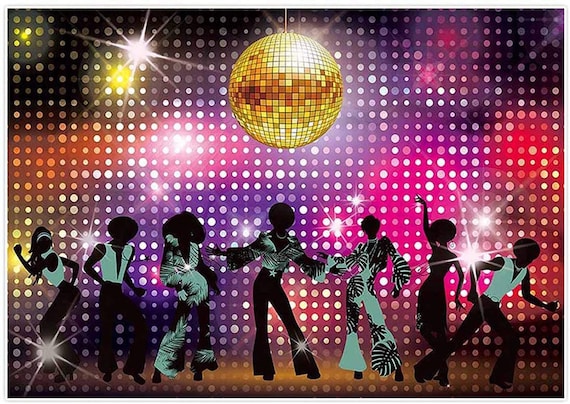 Arrière-plan de danse Disco 70s 80s pour fête let's Glow Crazy Shining Neon  Night, arrière
