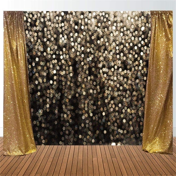 Gold Bokeh Spots Backdrop for Selfie Birthday Party Pictures Photo Booth Shoot Graduation Prom Dance Decor Wedding Vintage Astract