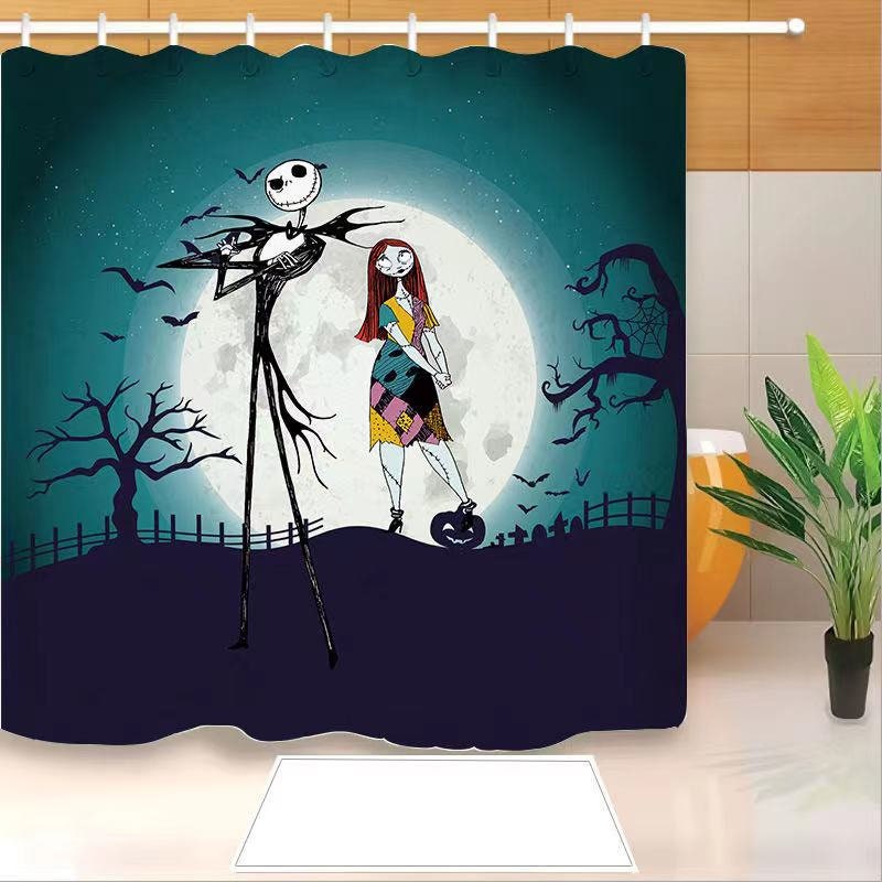 Halloween Jack Skellington Nightmare Before Christmas Disney Shower Curtain, Disney Bathroom Decor