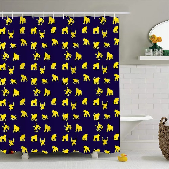 Tropical Animals Monkey in Jungle Waterproof Fabric Bathroom Shower Curtain 71" 