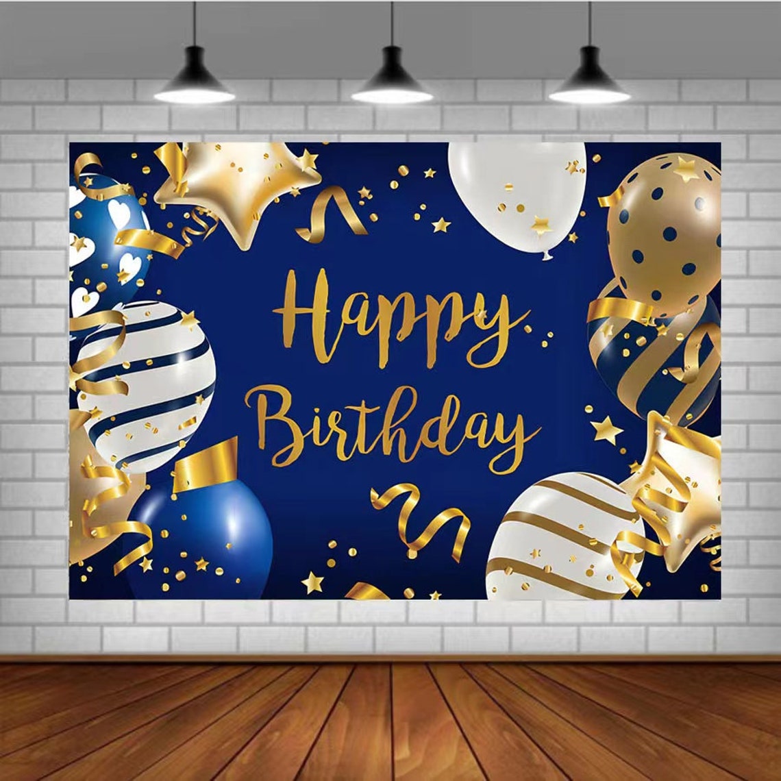 Luxury Blue White Gold Balloon Backdrop for Celebrate Birthday - Etsy