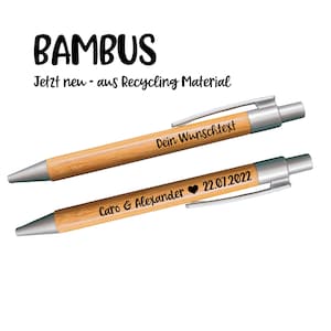 Personalisierter Kugelschreiber | Bambuskugelschreiber mit Gravur - Recyclingmaterial