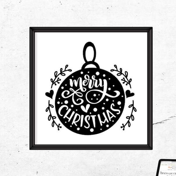 Wanddeko Weihnachten Schild "Merry Christmas"  | Interior Deko - hochwertiger UV-Druck | 23 x 23 cm - passend für IKEA Rahmen