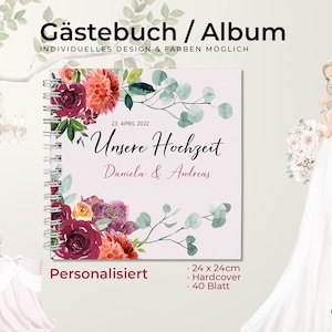 Gästebuch / Fotoalbum - Unsere Hochzeit - personalisiert | Spiralbindung | 270gr Fotokarton