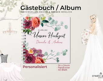 Gästebuch / Fotoalbum - Unsere Hochzeit - personalisiert | Spiralbindung | 270gr Fotokarton